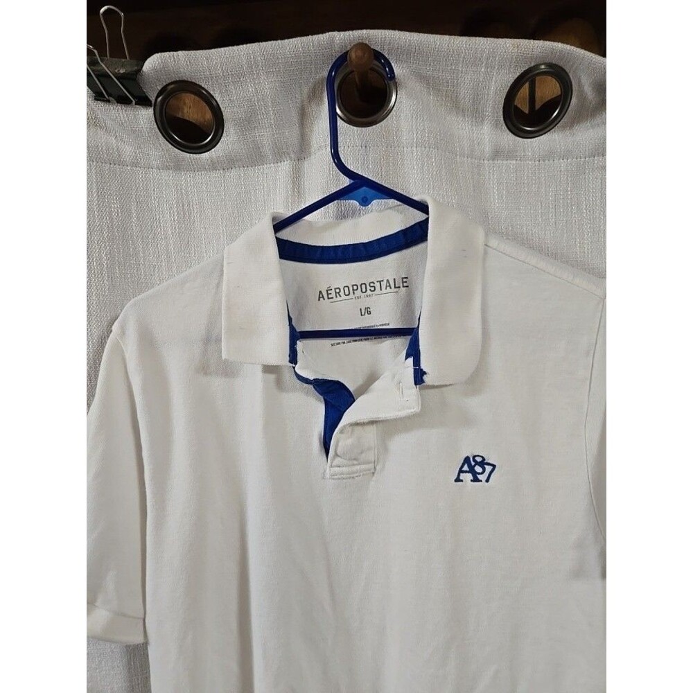 Aeropostale Men's White Polo Shirt A87 Embroidered Logo New With Tags Cotton L